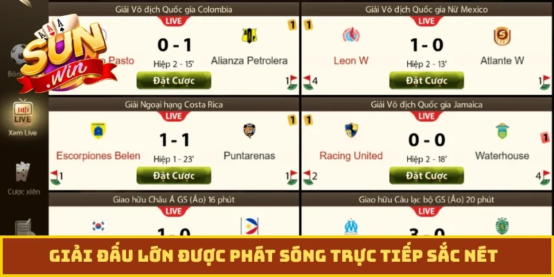 Giải đấu lớn được phát sóng trực tiếp sắc nét