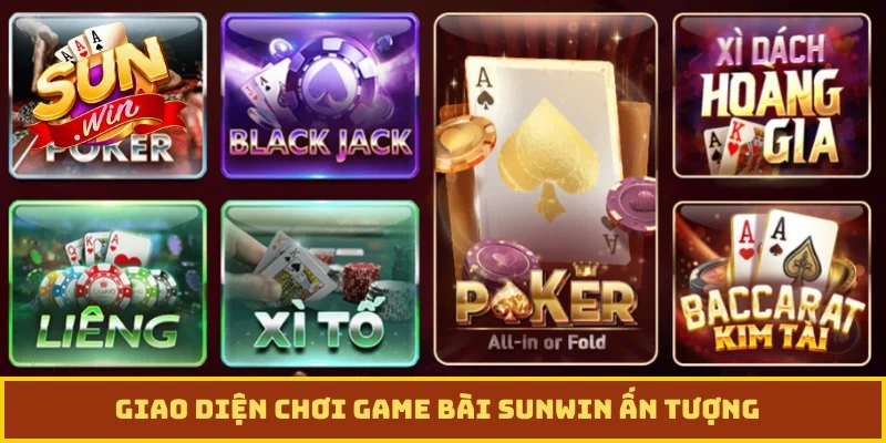 Giao diện chơi game bài Sunwin ấn tượng