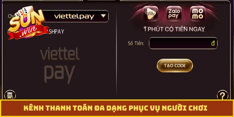 Kênh thanh toán đa dạng phục vụ người chơi
