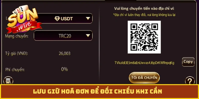 Lưu giữ hoá đơn để đối chiếu khi cần