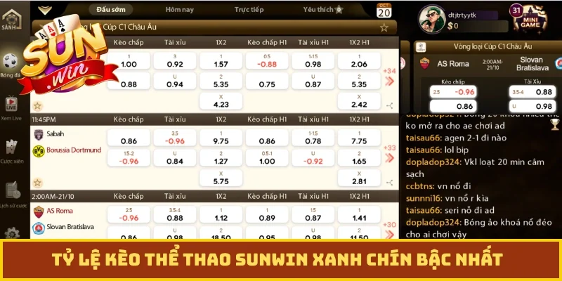 Tỷ lệ kèo thể thao Sunwin xanh chín bậc nhất